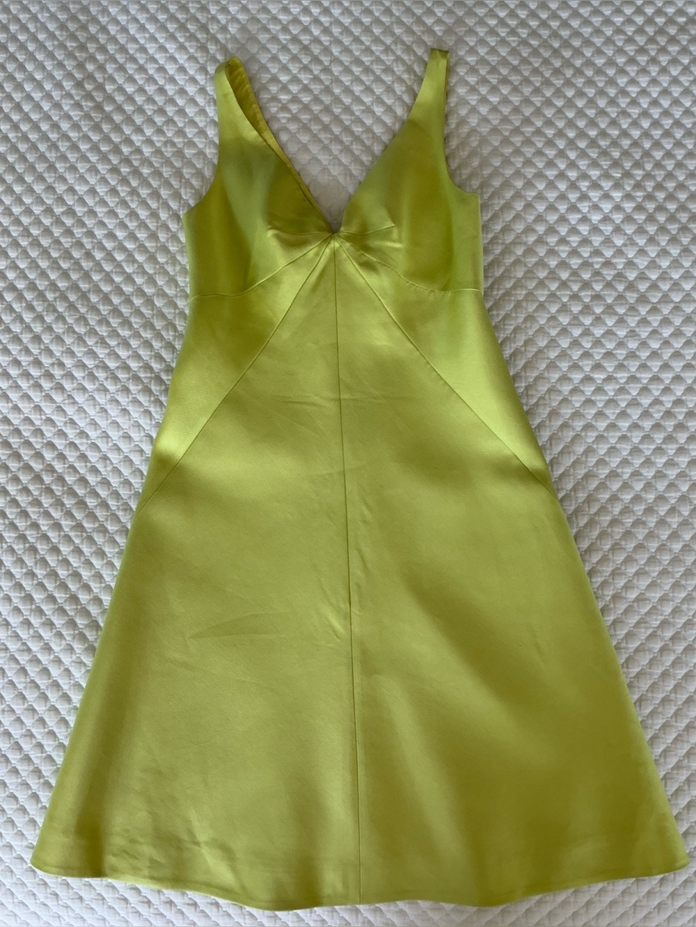 J.Crew Chartreuse Silk Blend Lime Green Sleeveless V-Neck Cocktail Dress 8 - Picture 5 of 15